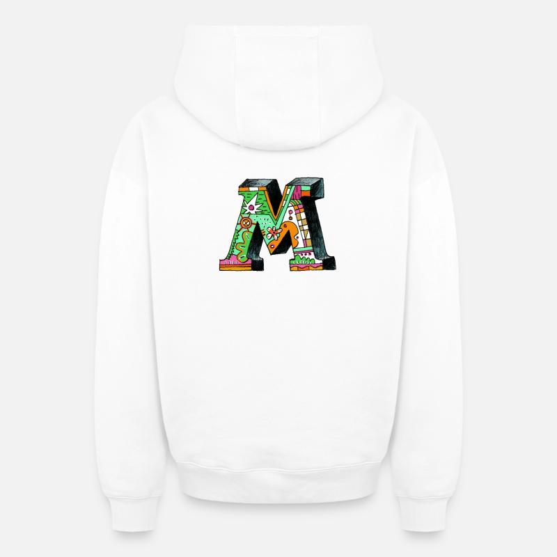 M Farbexplosion Doodle-Kunst - Oversized Heavyweight Unisex Zip Hoodie - Weiß