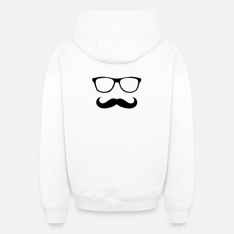 lunettes et moustache - Sweat à capuche unisexe zippé oversize épais SPREAD - blanc