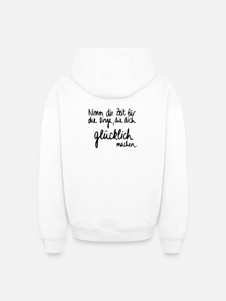 Zeit für Glück - Oversized Heavyweight Unisex Zip Hoodie - Weiß