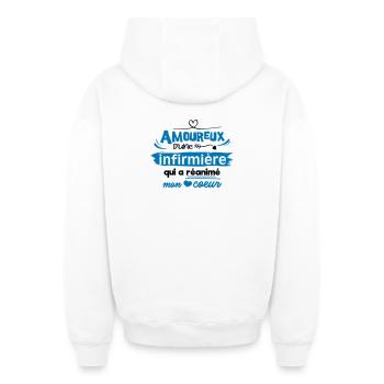 Amoureux d'une infirmière ! humour - Sweat à capuche unisexe zippé oversize épais SPREAD - blanc - Dos - AI Model Male 178 light (178cm)