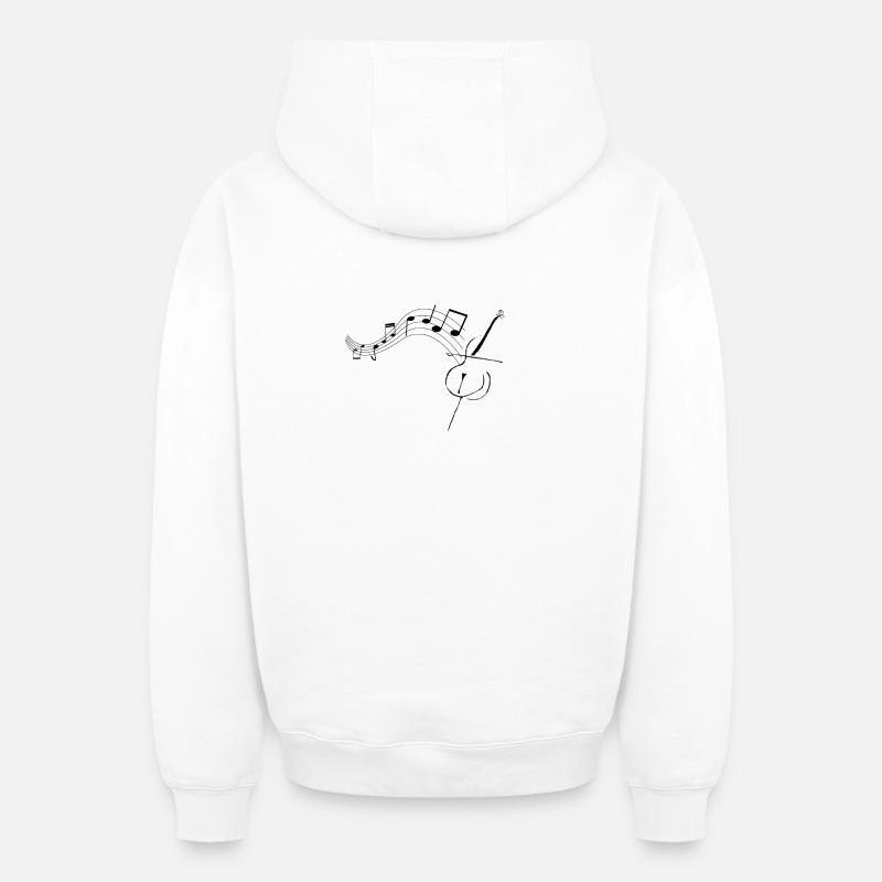 Cello with notes1 - Oversized Heavyweight Unisex Zip Hoodie - white