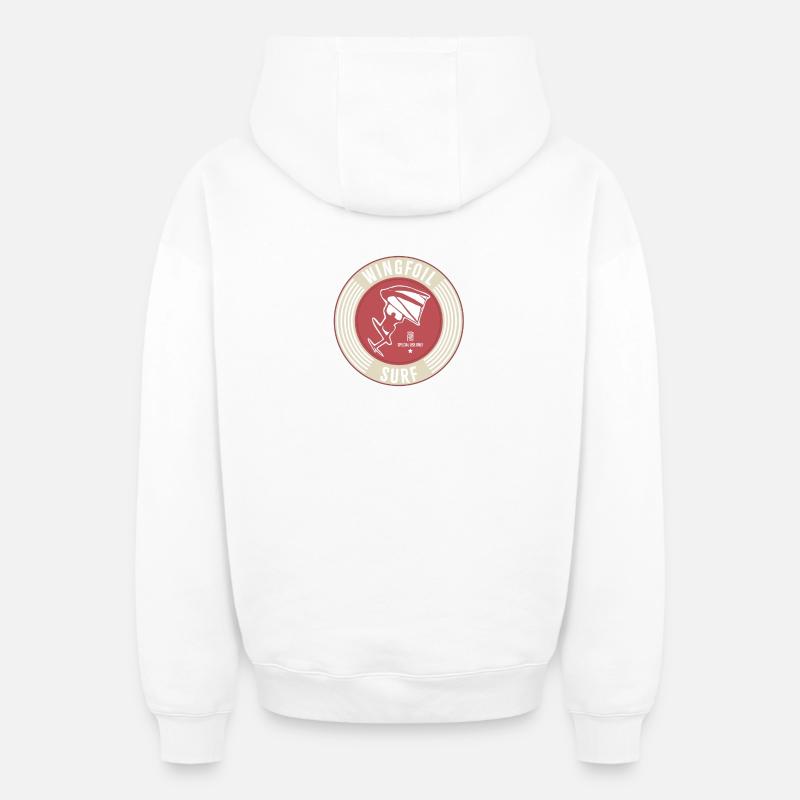 Étiquette Wingfoil Surf-Label - Sweat à capuche unisexe zippé oversize épais SPREAD - blanc