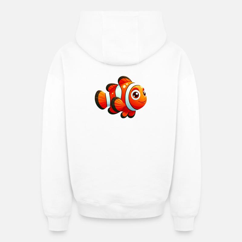 Poisson-clown - Sweat à capuche unisexe zippé oversize épais SPREAD - blanc