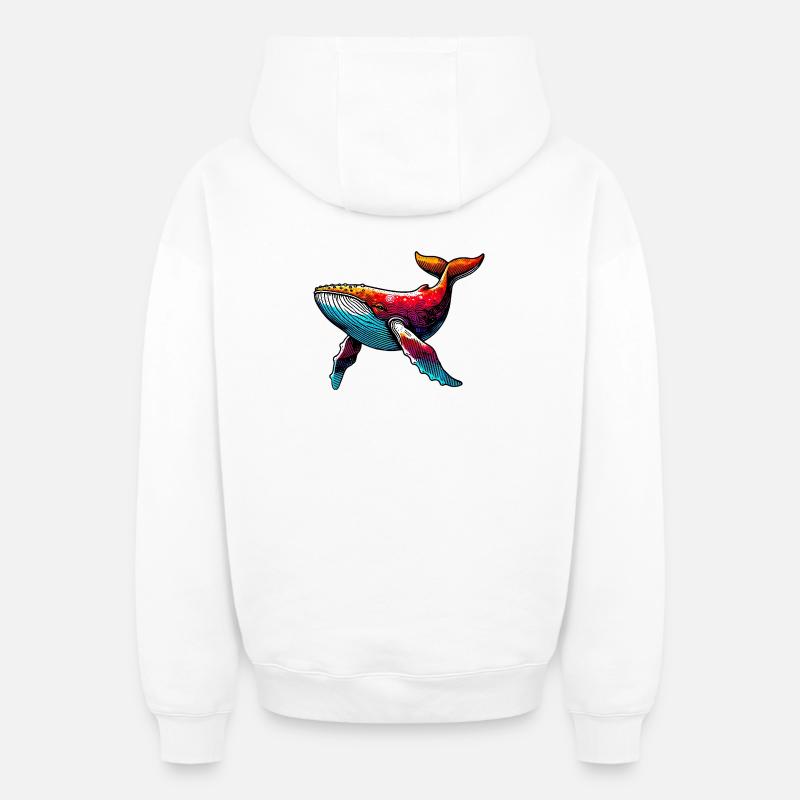 Baleine - Sweat à capuche unisexe zippé oversize épais SPREAD - blanc