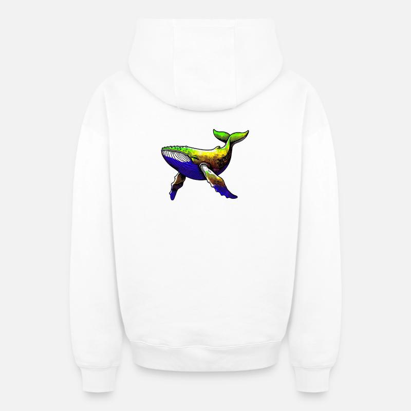 Baleine - Sweat à capuche unisexe zippé oversize épais SPREAD - blanc