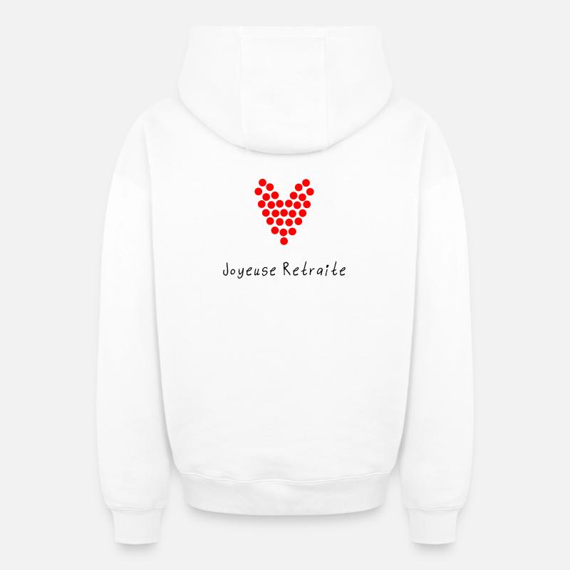 RETRAITE. COLLEGUE. RETRAITE. RETRAITEE. RETRAITE. - Sweat à capuche unisexe zippé oversize épais SPREAD - blanc