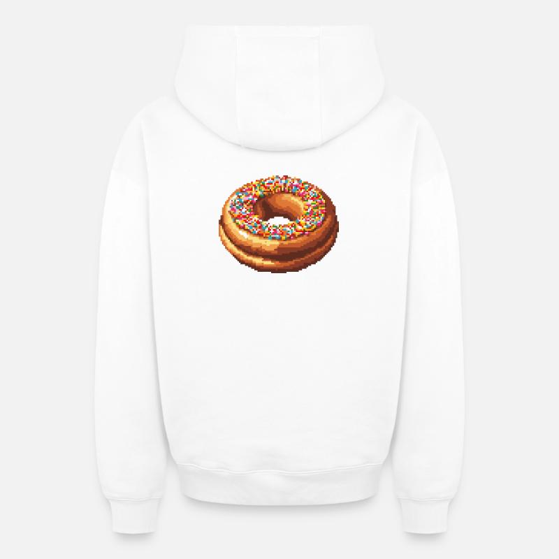Beignet Pixel - Sweat à capuche unisexe zippé oversize épais SPREAD - blanc