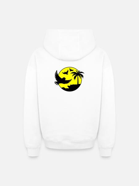Paradise Island Birds - Oversized Heavyweight Unisex Zip Hoodie - white