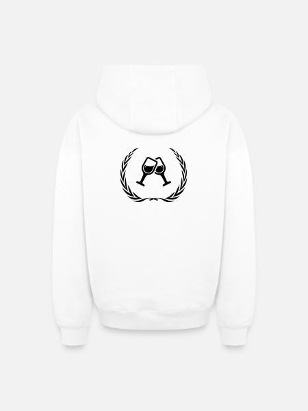 Wine Glasses Wreath - Oversized Heavyweight Unisex Zip Hoodie - white