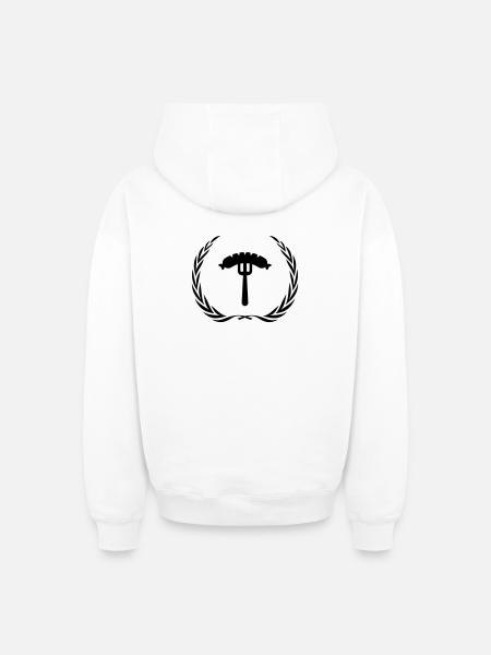 Sausage, fork, sausage - Oversized Heavyweight Unisex Zip Hoodie - white