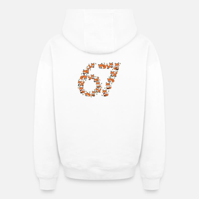 Fox Ring Pattern 67 Meme - Oversized Heavyweight Unisex Zip Hoodie - Weiß