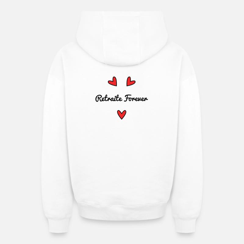 RETRAITE. RETRAITE. RETRAITEE. RETRAITE - Sweat à capuche unisexe zippé oversize épais SPREAD - blanc