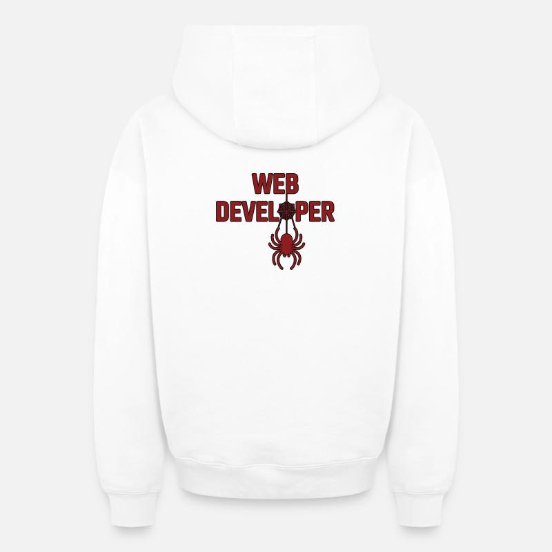 Web Developer Spider Logo Shirt - Oversized Heavyweight Unisex Zip Hoodie - white