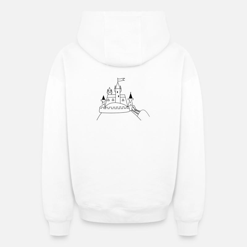 Château - Sweat à capuche unisexe zippé oversize épais SPREAD - blanc