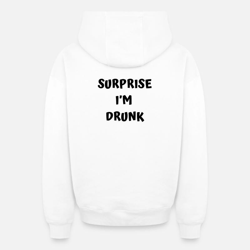 Texte drôle d’ivrogne - Sweat à capuche unisexe zippé oversize épais SPREAD - blanc