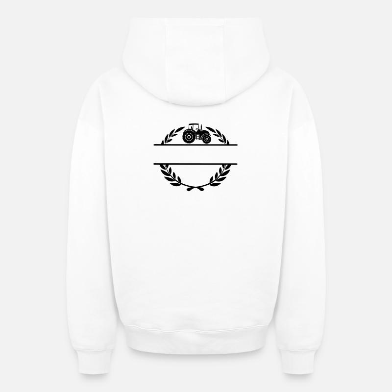 Fier du tracteur fermier - Sweat à capuche unisexe zippé oversize épais SPREAD - blanc