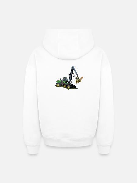 Moissonneuse-batteuse, Moissonneuse-batteuse - Sweat à capuche unisexe zippé oversize épais SPREAD - blanc