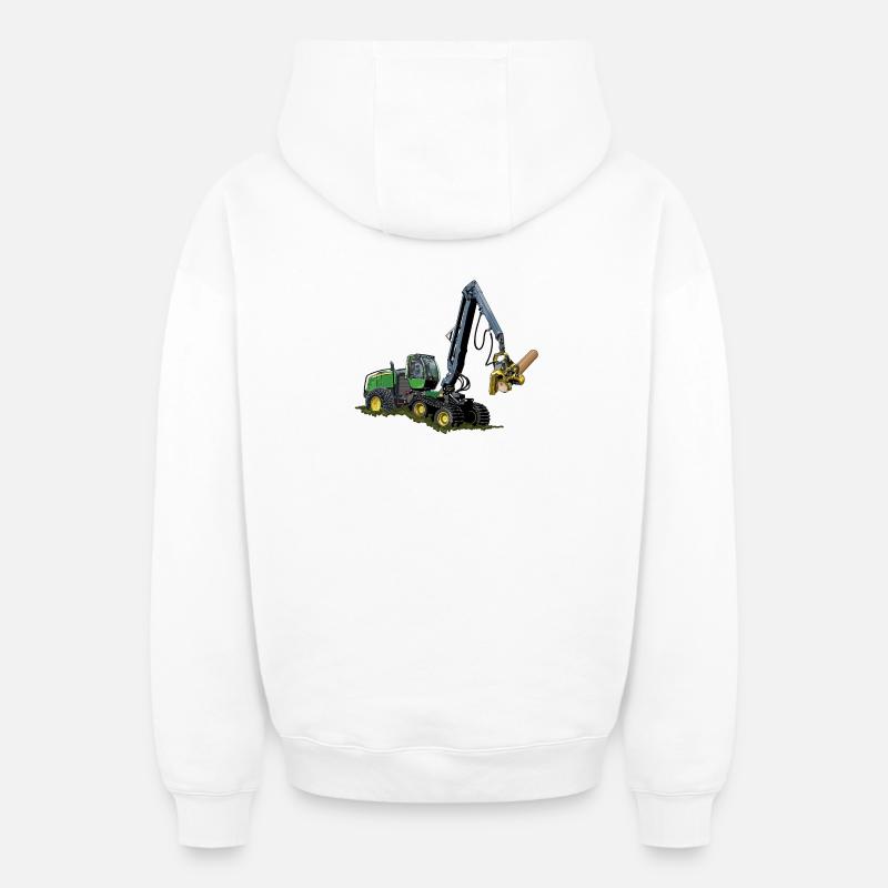 Moissonneuse-batteuse, Moissonneuse-batteuse - Sweat à capuche unisexe zippé oversize épais SPREAD - blanc