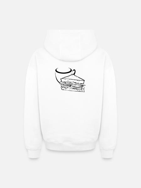 Breakfast Sandwich - Oversized Heavyweight Unisex Zip Hoodie - white