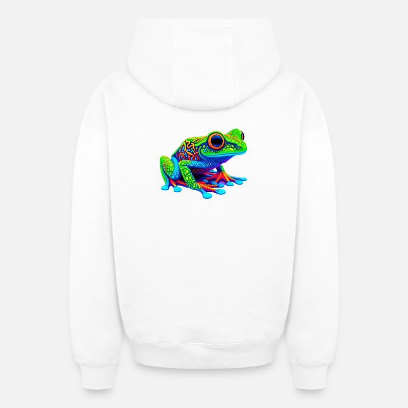 Grenouille - Sweat à capuche unisexe zippé oversize épais SPREAD - blanc