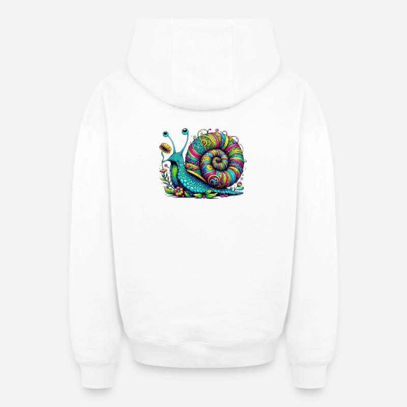 Escargot - Sweat à capuche unisexe zippé oversize épais SPREAD - blanc
