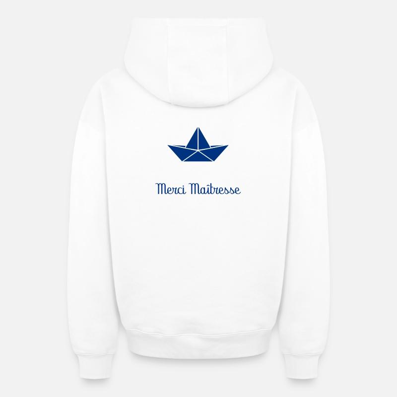 MAÎTRESSE. MERCI. MERCI MAÎTRESSE - Sweat à capuche unisexe zippé oversize épais SPREAD - blanc