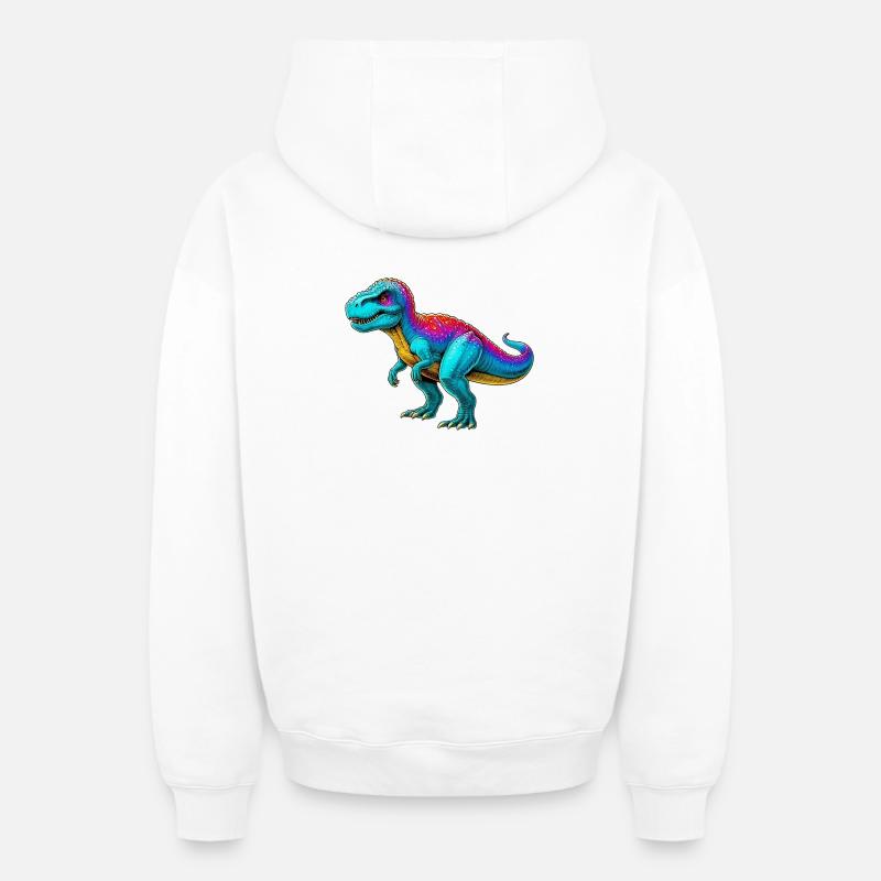 Dinosaure - Sweat à capuche unisexe zippé oversize épais SPREAD - blanc
