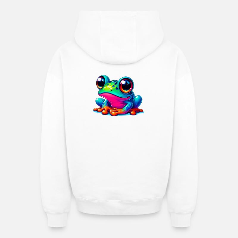 Grenouille - Sweat à capuche unisexe zippé oversize épais SPREAD - blanc
