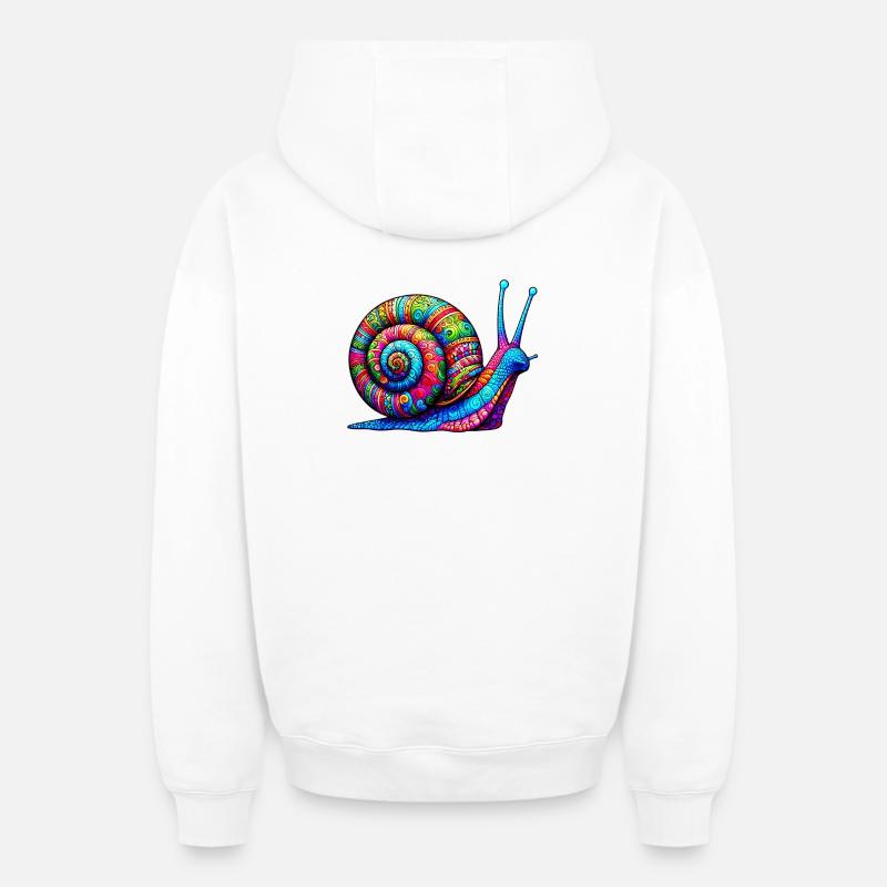 Escargot - Sweat à capuche unisexe zippé oversize épais SPREAD - blanc