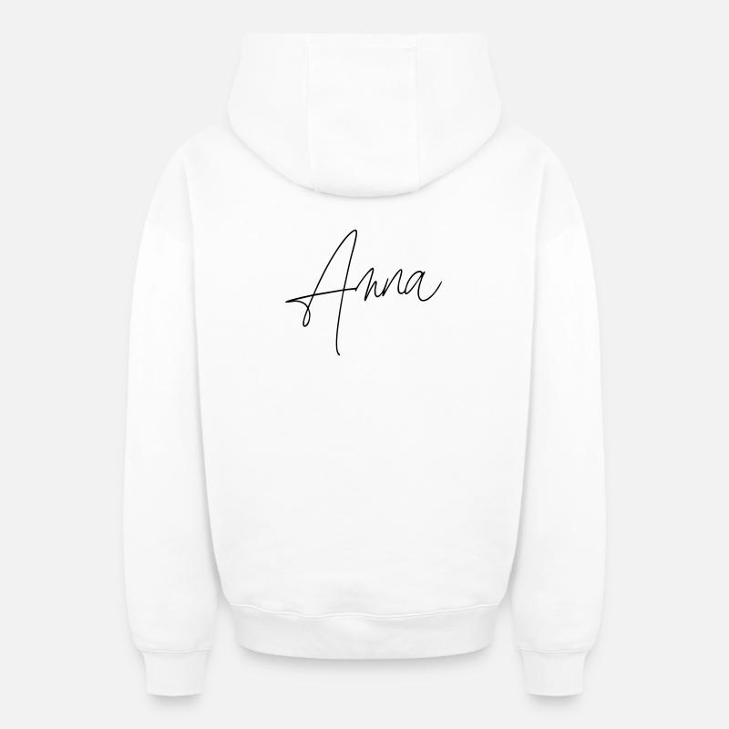 Anna / Conception de l’écriture manuscrite - Sweat à capuche unisexe zippé oversize épais SPREAD - blanc