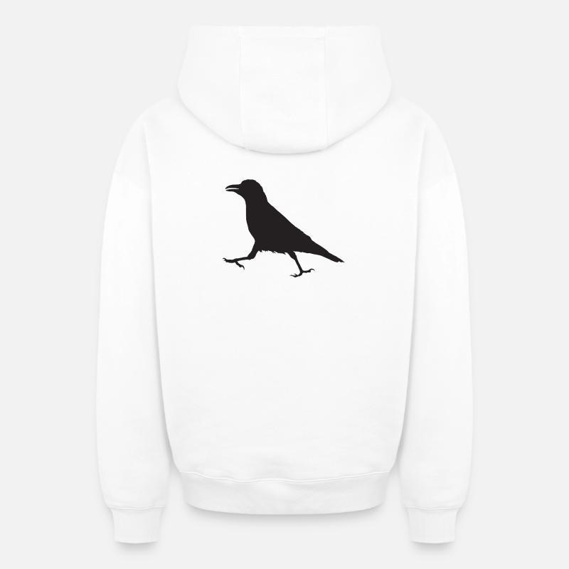 Corbeau I - Sweat à capuche unisexe zippé oversize épais SPREAD - blanc