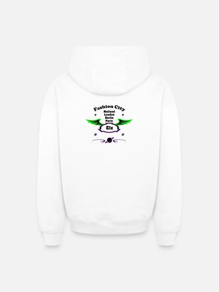 Fashion_City - Oversized Heavyweight Unisex Zip Hoodie - white