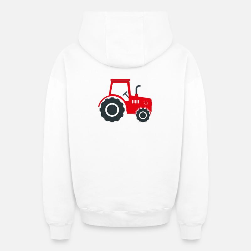 Tracteur agricole - Sweat à capuche unisexe zippé oversize épais SPREAD - blanc