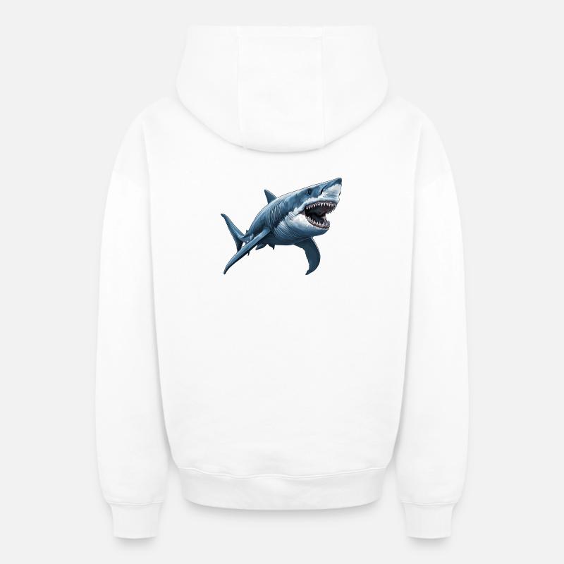 Requins Requin - Sweat à capuche unisexe zippé oversize épais SPREAD - blanc