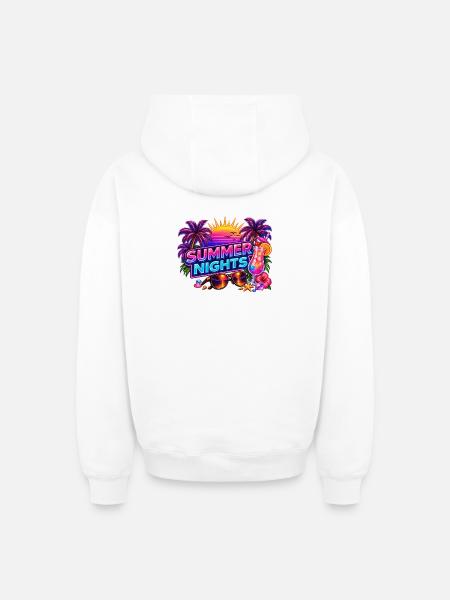 Sommernächte Neon-Tropen - Oversized Heavyweight Unisex Zip Hoodie - Weiß