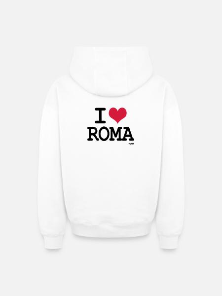 i love roma by wam - Oversized Heavyweight Unisex Zip Hoodie - white