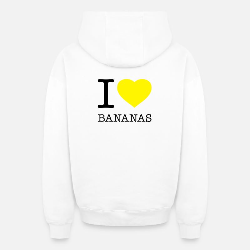 J’AIME LES BANANES Banane - Sweat à capuche unisexe zippé oversize épais SPREAD - blanc