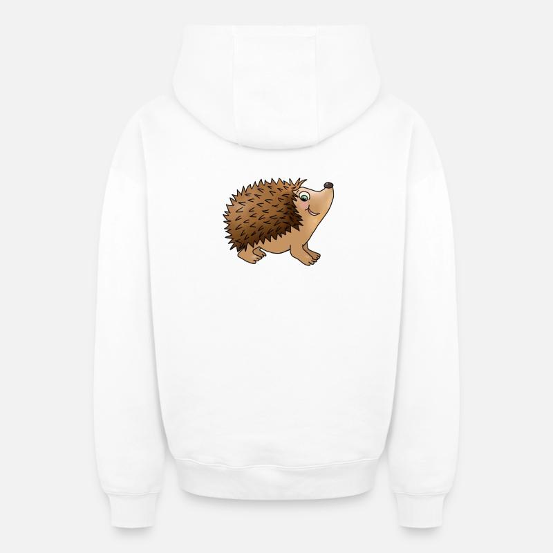 Hérissons amicaux - Sweat à capuche unisexe zippé oversize épais SPREAD - blanc