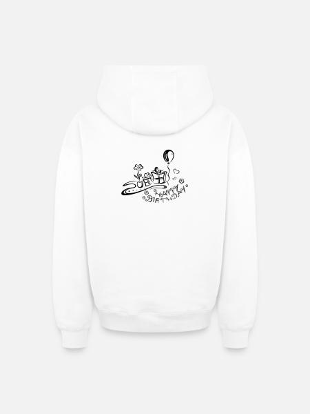 Happy Birthday motif, Congratulations - Oversized Heavyweight Unisex Zip Hoodie - white