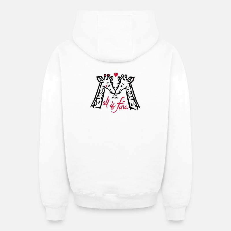 Amour de girafe - Sweat à capuche unisexe zippé oversize épais SPREAD - blanc
