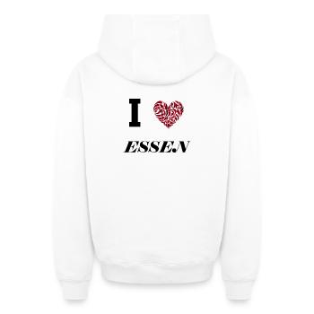 I love Essen - Oversized Heavyweight Unisex Zip Hoodie - Weiß - Hinten - AI Model Male 178 light (178cm)