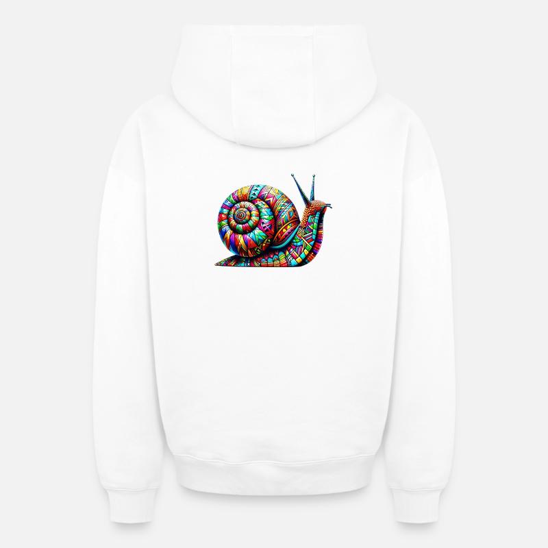 Escargot - Sweat à capuche unisexe zippé oversize épais SPREAD - blanc