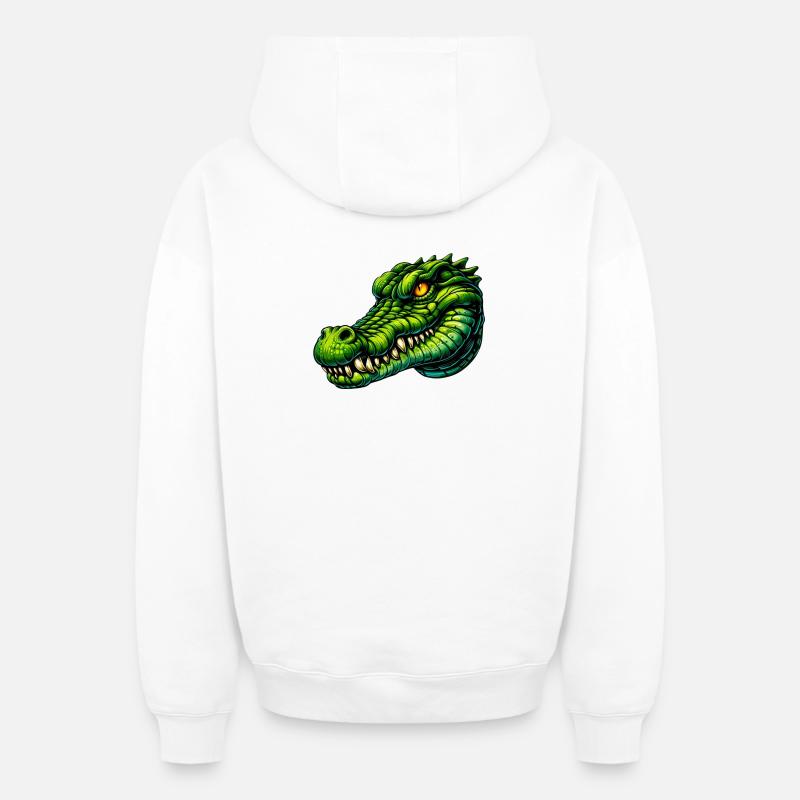 Crocodile - Sweat à capuche unisexe zippé oversize épais SPREAD - blanc