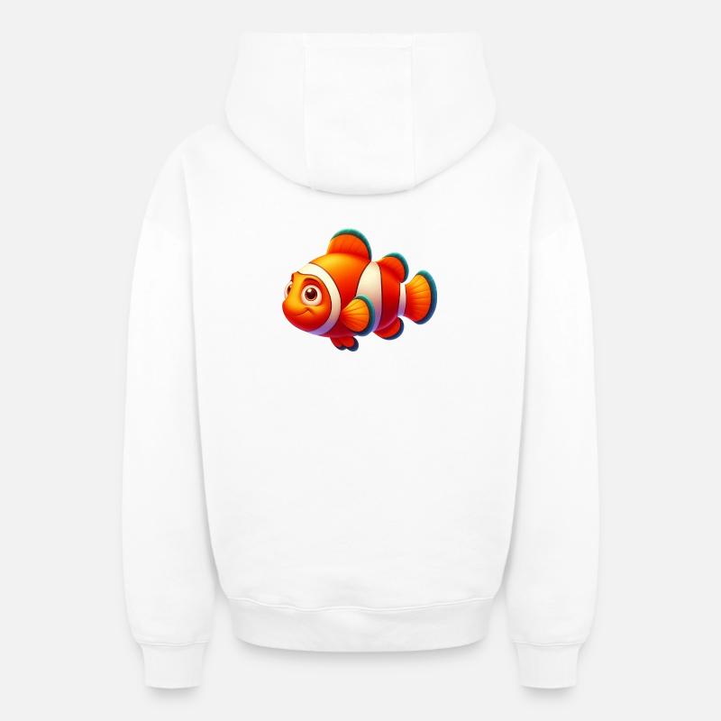 Poisson-clown - Sweat à capuche unisexe zippé oversize épais SPREAD - blanc