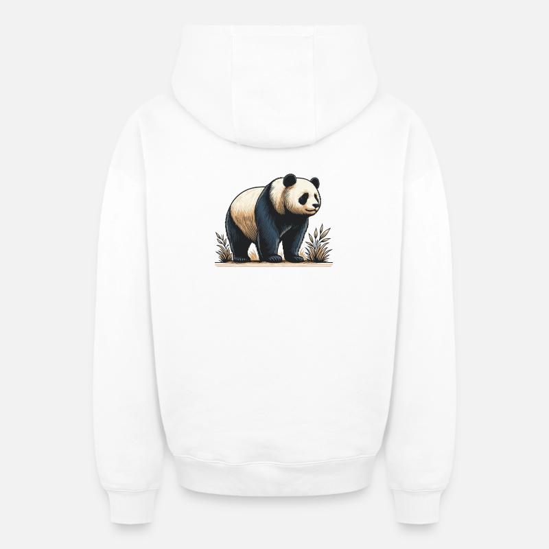 Panda - Sweat à capuche unisexe zippé oversize épais SPREAD - blanc