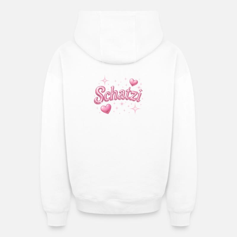 schatzi / Y2K Style - Sweat à capuche unisexe zippé oversize épais SPREAD - blanc