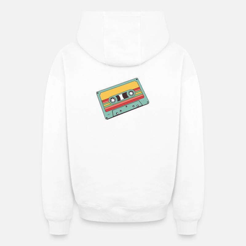 Cassette Pastel Rétro - Sweat à capuche unisexe zippé oversize épais SPREAD - blanc