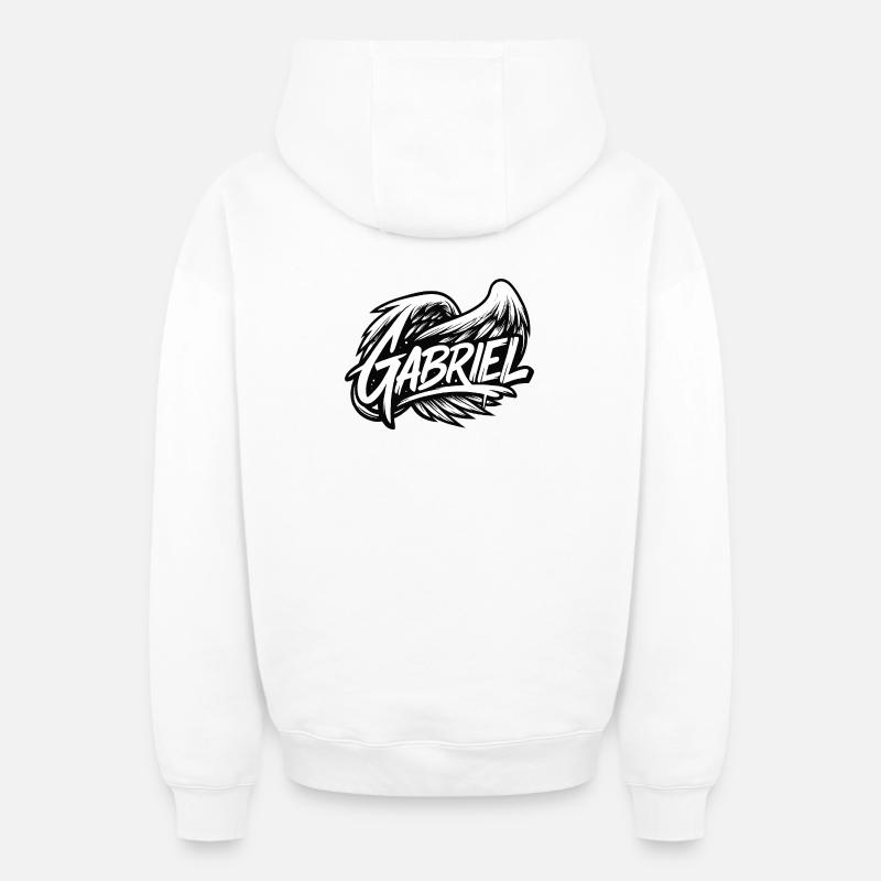Archange Gabriel | Simple Graffiti Style - Sweat à capuche unisexe zippé oversize épais SPREAD - blanc