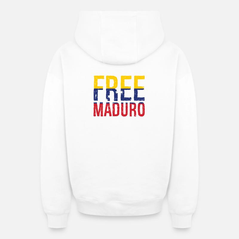 Libérez Maduro Venezuela - Sweat à capuche unisexe zippé oversize épais SPREAD - blanc