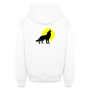 Wolf Silhouette - Oversized Heavyweight Unisex Zip Hoodie - white - Back - AI Model Male 178 light (178cm)